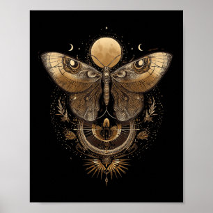 Póster Luna Sol Goblincore Polilla & Mariposa Fase Lunar
