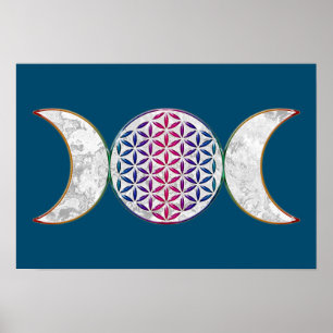 Póster Luna Triple Mágica - Flor De Espíritu De Vida 2