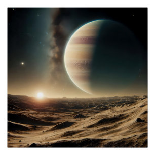 Póster Luna turbia de un gigante del gas