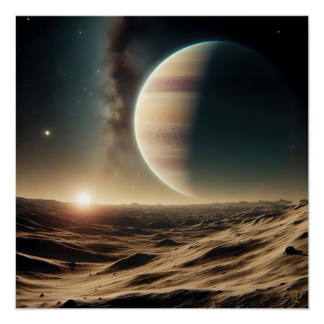 Póster Luna turbia de un gigante del gas (Anverso)