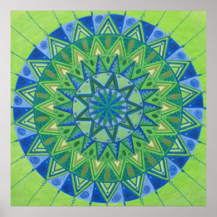 Póster Luna verde Mandala