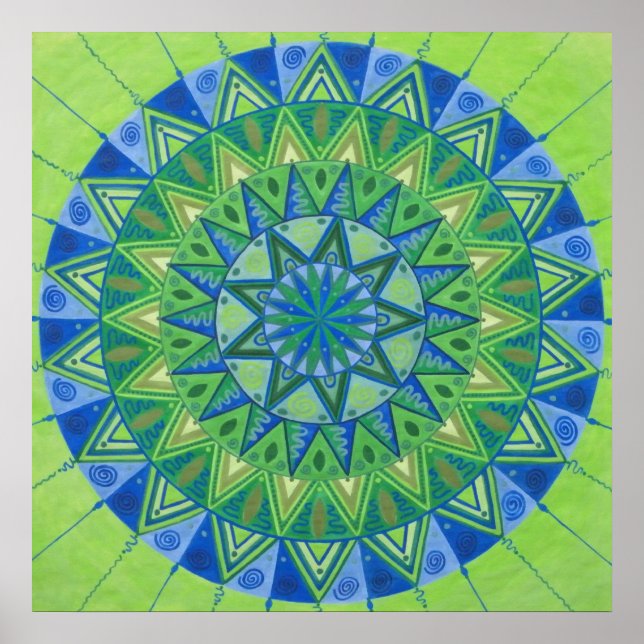 Póster Luna verde Mandala (Frente)