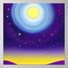 Póster Luna y cielo en morado