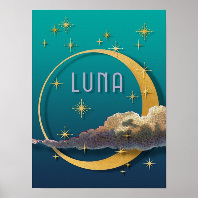 Póster Luna y el cielo nocturno (Frente)