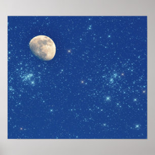 Póster Luna y estrellas