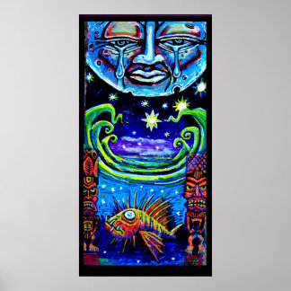 Póster luna y estrellas