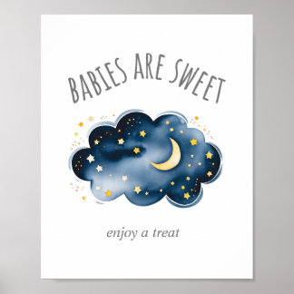Póster Luna y Estrellas Los bebés son dulces disfrutan de