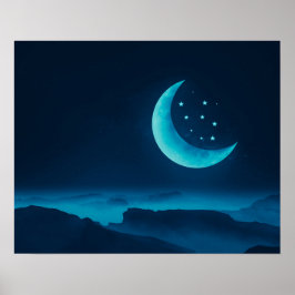Póster Luna y Montañas del Cuartel Azul | POSTER