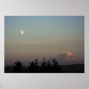 Póster Luna y Monte Ranier en