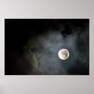 Póster Luna y nubes completas