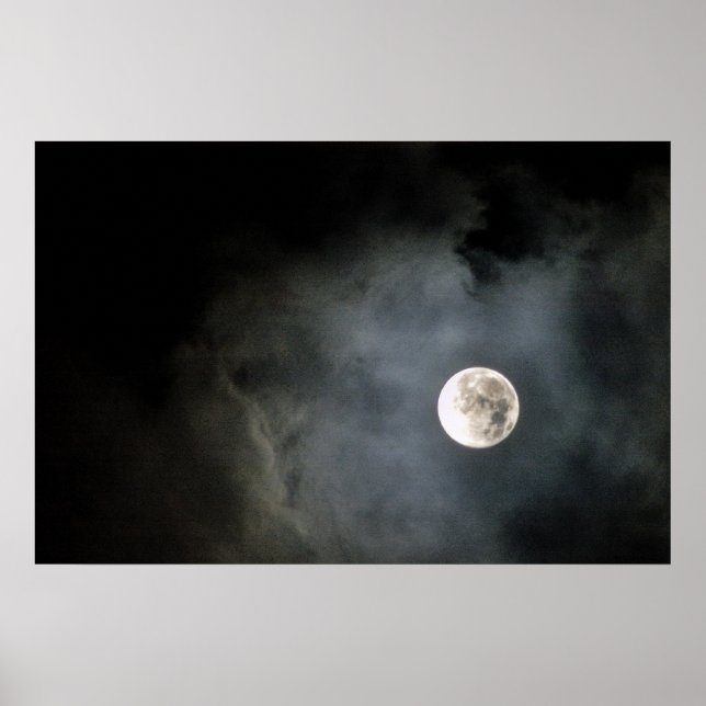 Póster Luna y nubes completas (Frente)