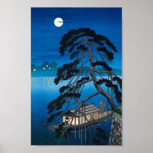 Póster Luna y Pino llenos, Koho Shoda, Woodcut