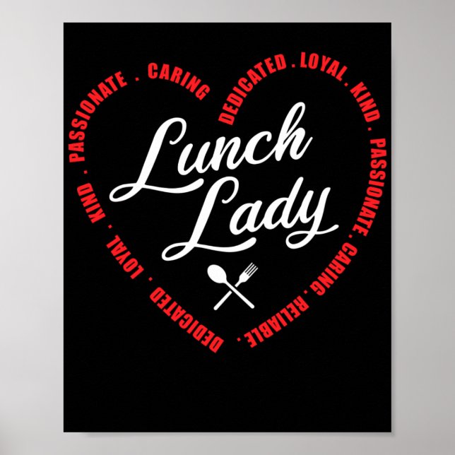 Póster Lunch Lady Dedicated Loyal Kind Passionate Caring (Frente)