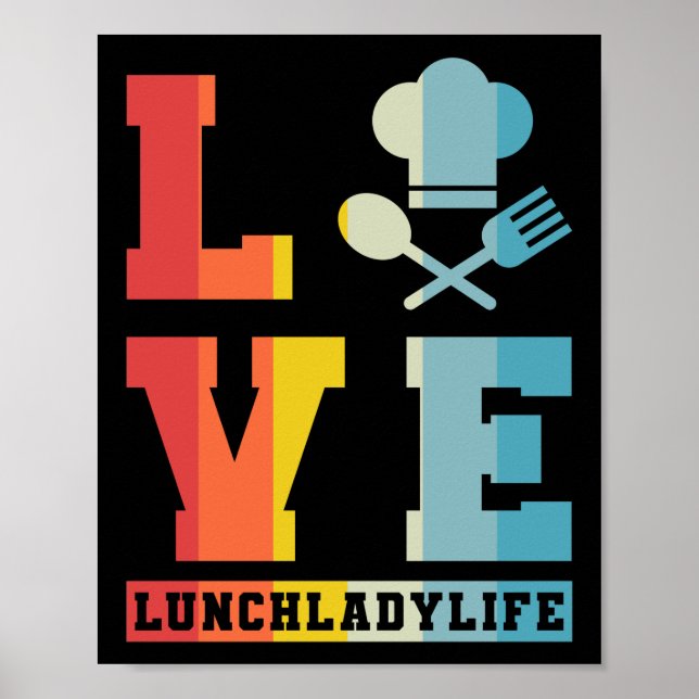 Póster Lunch Lady LoVeLunchladylife Lama del almuerzo (Frente)