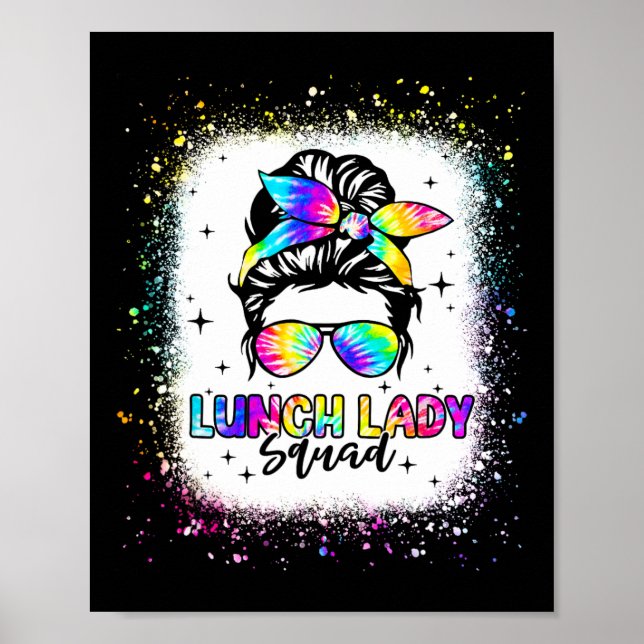 Póster Lunch Lady Squad Messy Bun Chica de vuelta a (Frente)