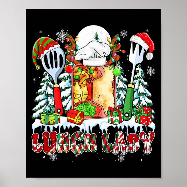 Póster Lunch Lady Xmas Colorful Cosplay Santa Reindeer El (Frente)