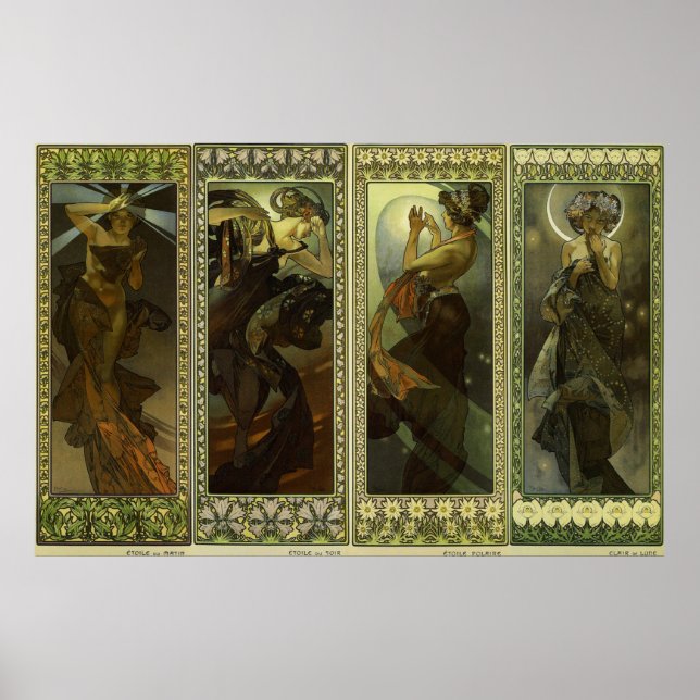 Póster Lune et Etoiles - 1902 - Por Alphonse Mucha (Frente)