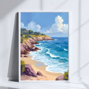 Póster Lunes en Malibu   Acantilados de la playa CA Viaje