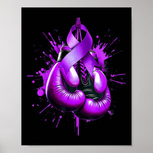 Póster Lupus Boxing Glove Purple Ribbon Awareness Fight W