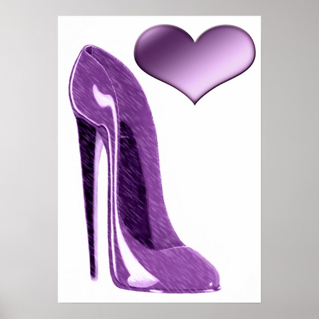 Póster Luscious Lilac Stiletto High Heel Shoel and Heart (Frente)