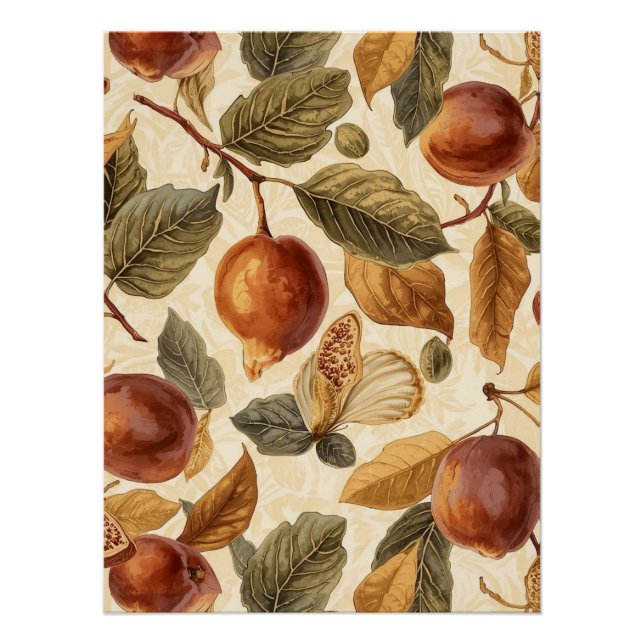 Póster Lush Plums & Fig Leaves Art Print | Gilded Botanic (Anverso)