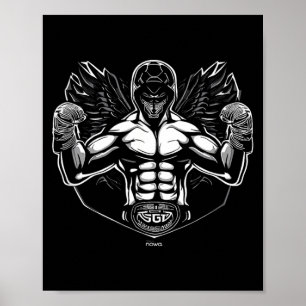 PÓSTER LUTADOR DE MMA ENMASCARADO CAMPEÓN DE BOXEO TAIQUI