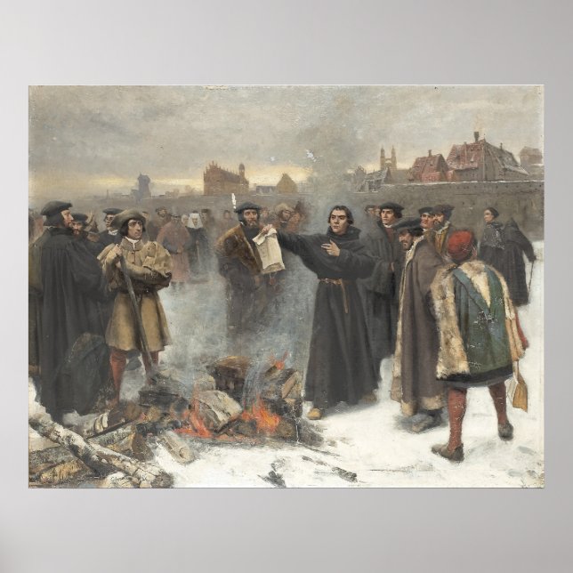 Póster Luther quema el toro papal (Frente)