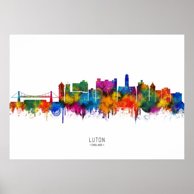 Póster Luton England Skyline (Frente)
