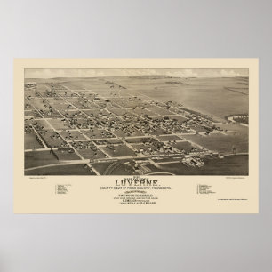 Póster Luverne, MN Panoramic Map - 1883