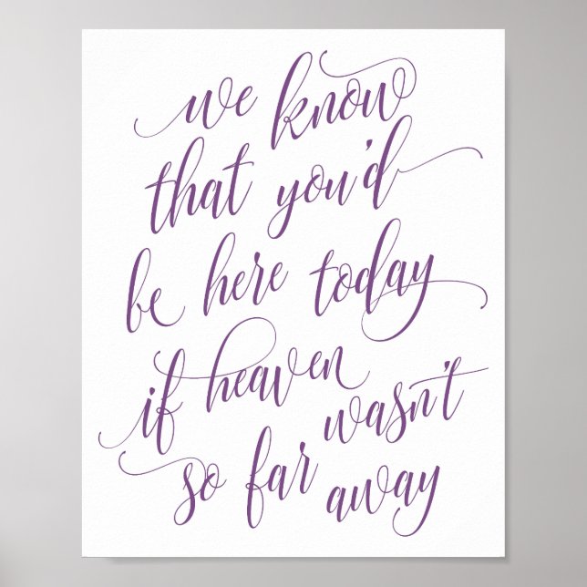 Póster Luxe Calligraphy In Memory Sign (Plum) (Frente)