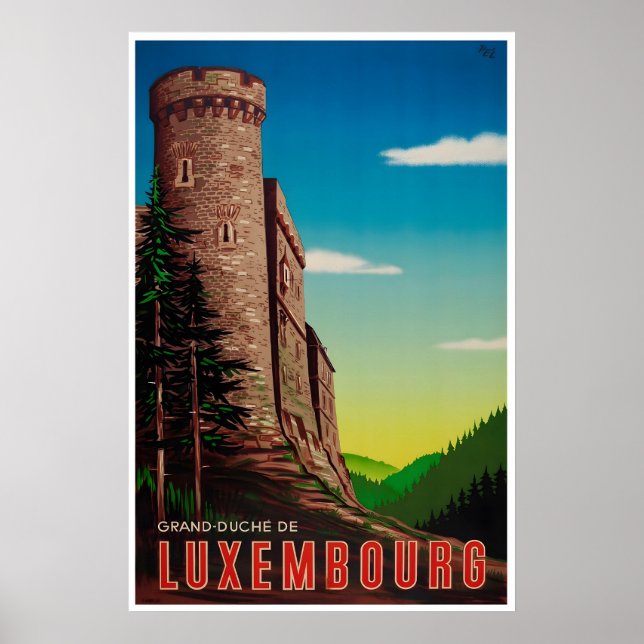 Póster Luxembourg Print Europe Travel Poster Art (Frente)