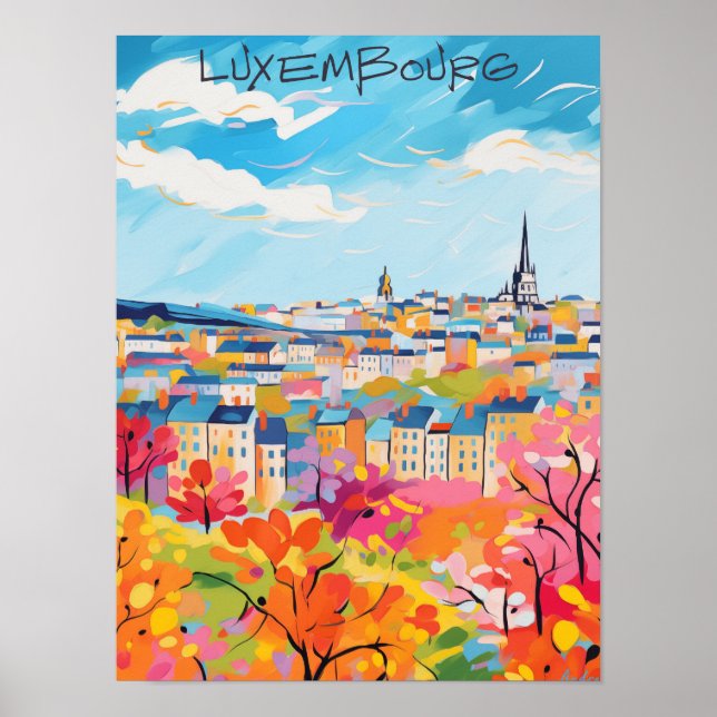Póster Luxembourg Travel City Wall Art Painting Aesthetic (Frente)