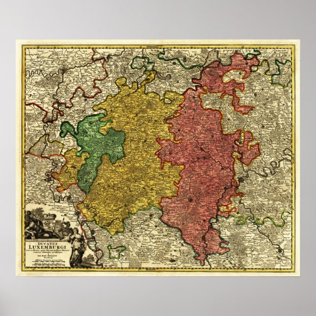 Póster Luxemburgo- Mapa panorámico de Luxemburgo (Frente)
