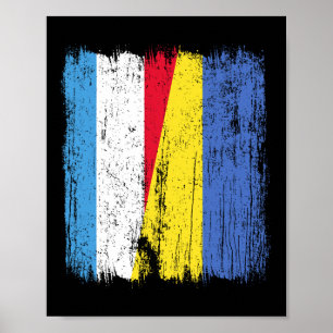 Póster Luxemburgo Ucrania Media Bandera Luxemburgués Ucra