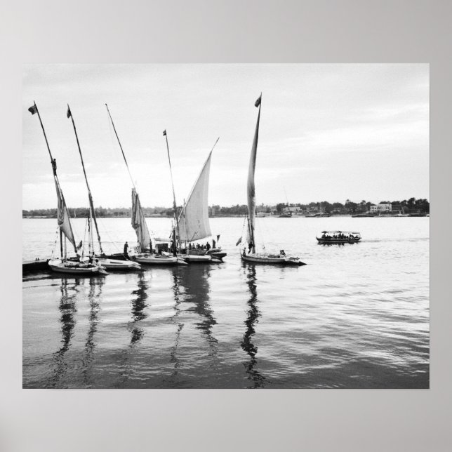 Póster Luxor Egipto, Feluccas en el Nilo (Frente)
