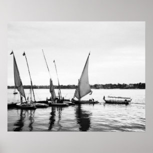 Póster Luxor Egipto, Feluccas en el Nilo 2
