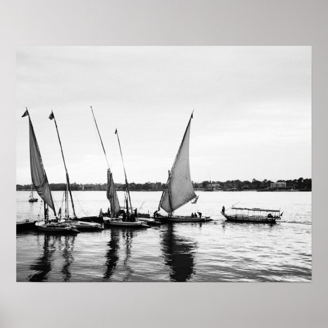 Póster Luxor Egipto, Feluccas en el Nilo 2 (Frente)