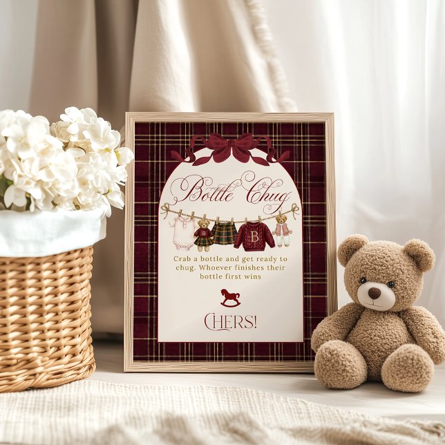 Póster Luxsary Teddy Baby Shower Girl Plaid Bottle Chug (Subido por el creador)