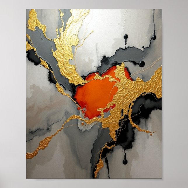 Póster Luxury Abstract Art with Gold Leaf Accents (Frente)