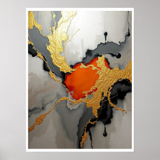 Póster Luxury Abstract Art with Gold Leaf Accents