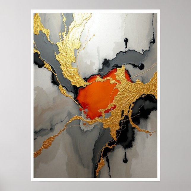 Póster Luxury Abstract Art with Gold Leaf Accents (Frente)