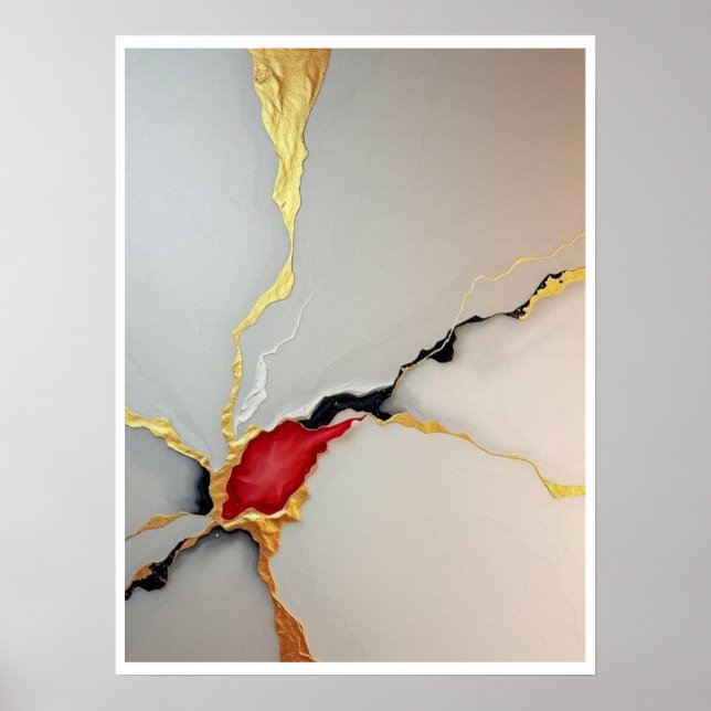 Póster Luxury Abstract Art with Gold Leaf Accents (Frente)