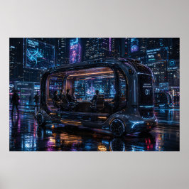 Póster Luxury Autonomous Office Pod in Cyberpunk City 