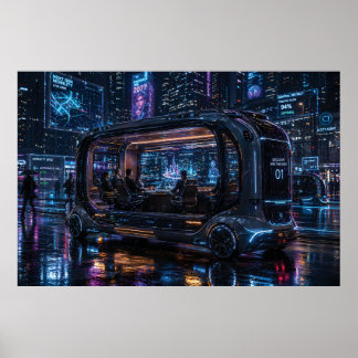 Póster Luxury Autonomous Office Pod in Cyberpunk City 