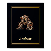 Luxury Baroque Letter A Monogram Poster
