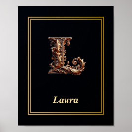 Póster Luxury Baroque Letter L Monogram Poster 