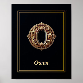Póster Luxury Baroque Letter O Monogram Poster 