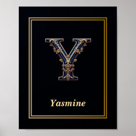 Póster Luxury Baroque Letter Y Monogram Poster 