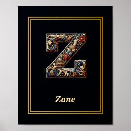 Póster Luxury Baroque Letter Z Monogram Poster 