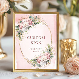 Póster Luxury Bohemian Dusty Pink Eucalyptus Custom Sign